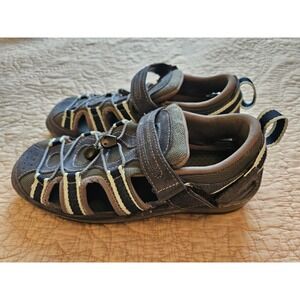 OrthoFeet Women's Naples Orthotic Diabetic Blue Leather Sandals, Sz. 10 1/2 Wide